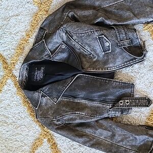 Lip service faux leather crop sleeve crop waist jacket